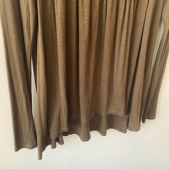 We the Free Long Sleeve Top Womens Small Ribbed Brown Scoop Neck Fairy Goblin - Picture 4 of 8